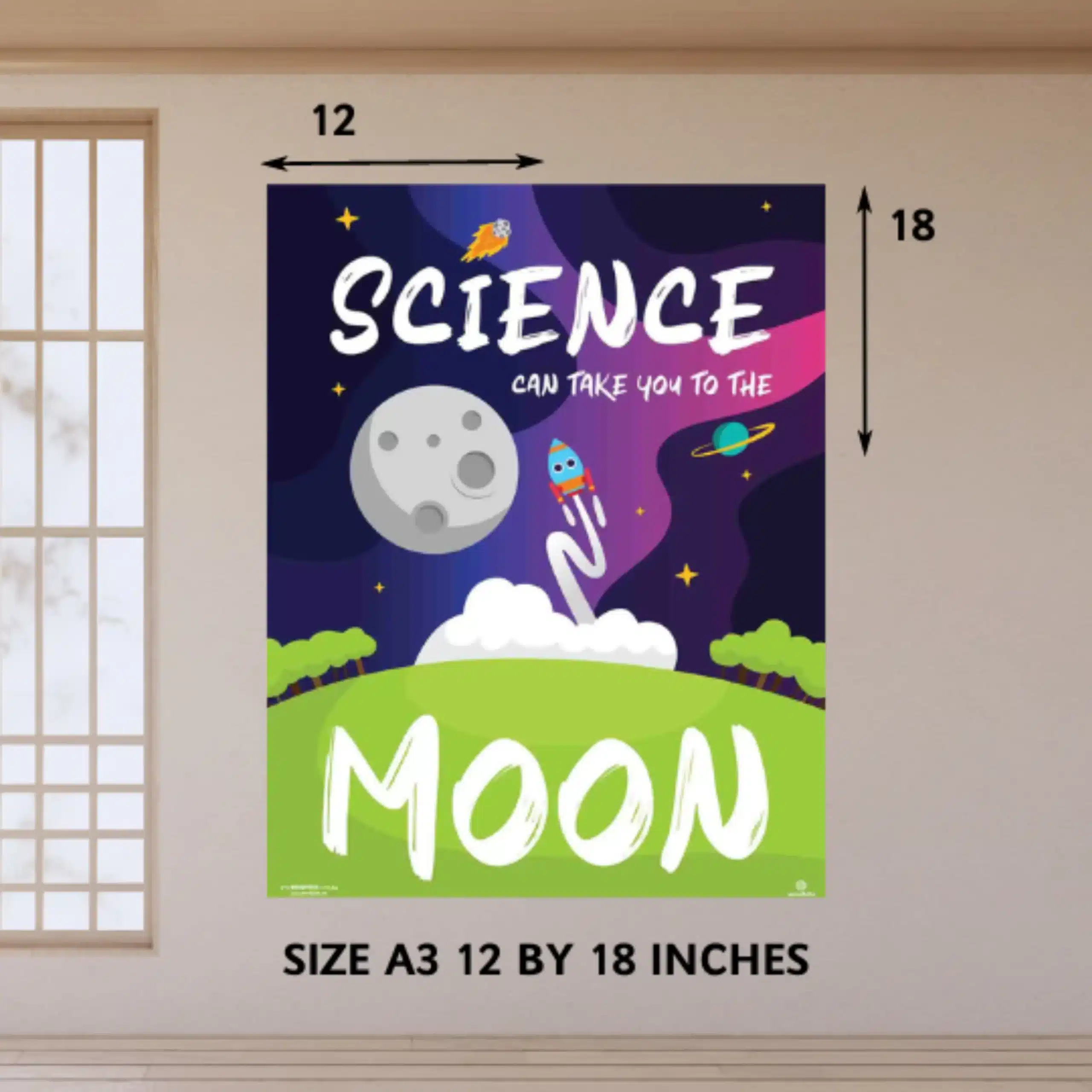 Science can take you to the moon- Motivational Quotes (12x18 Inches, Portrait)