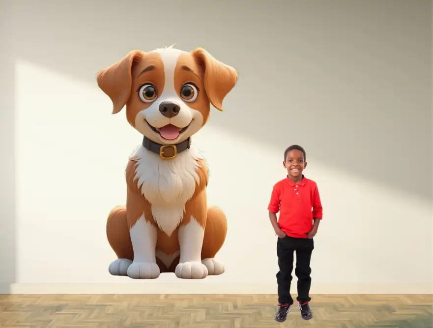 Dog kneeling - Curiosity Sticker on paper (5.5 by 4feet)