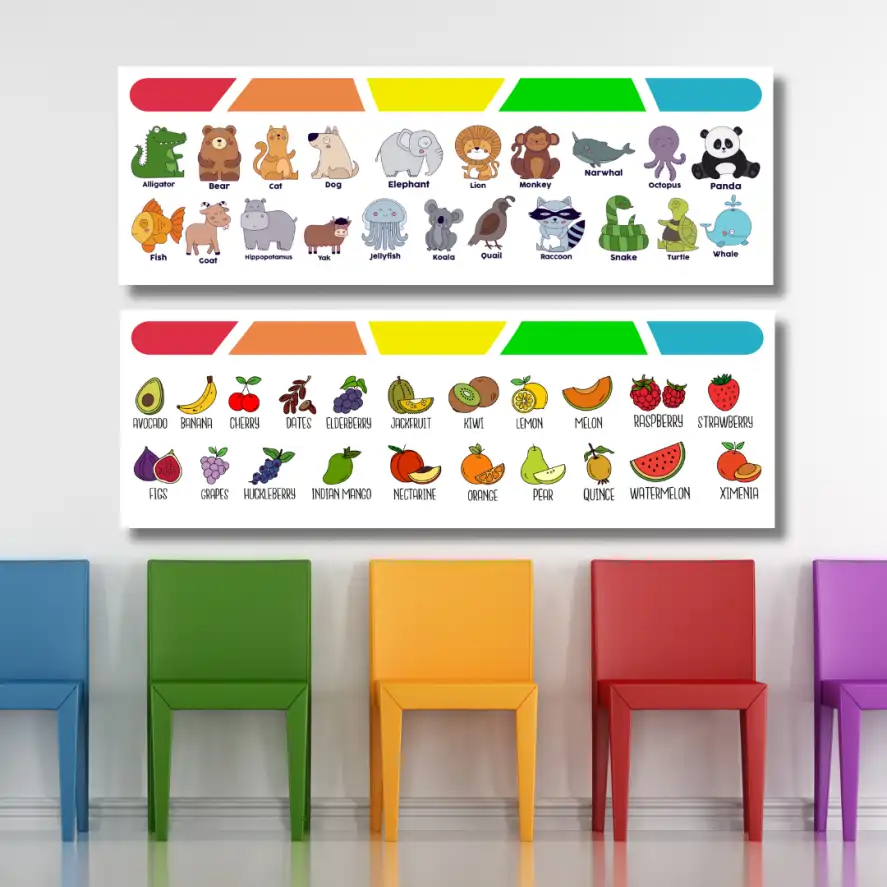 ANIMALS & HEALTHY FRIUT - classroom banners (36x12)