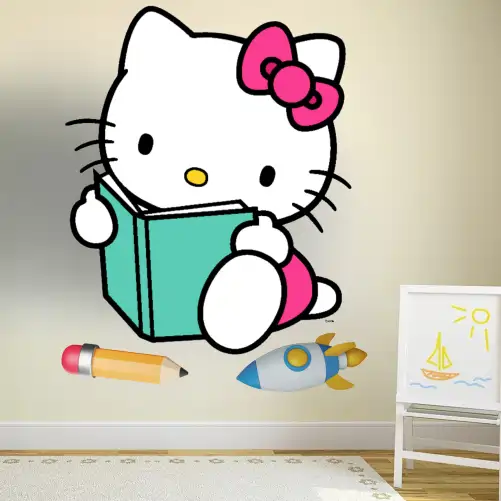 Kitten reading a book - cartoon sticker