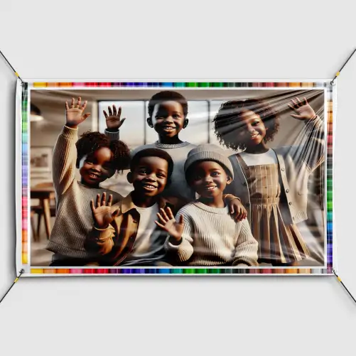 Chilren Rasiing their handup theme -Backdrop