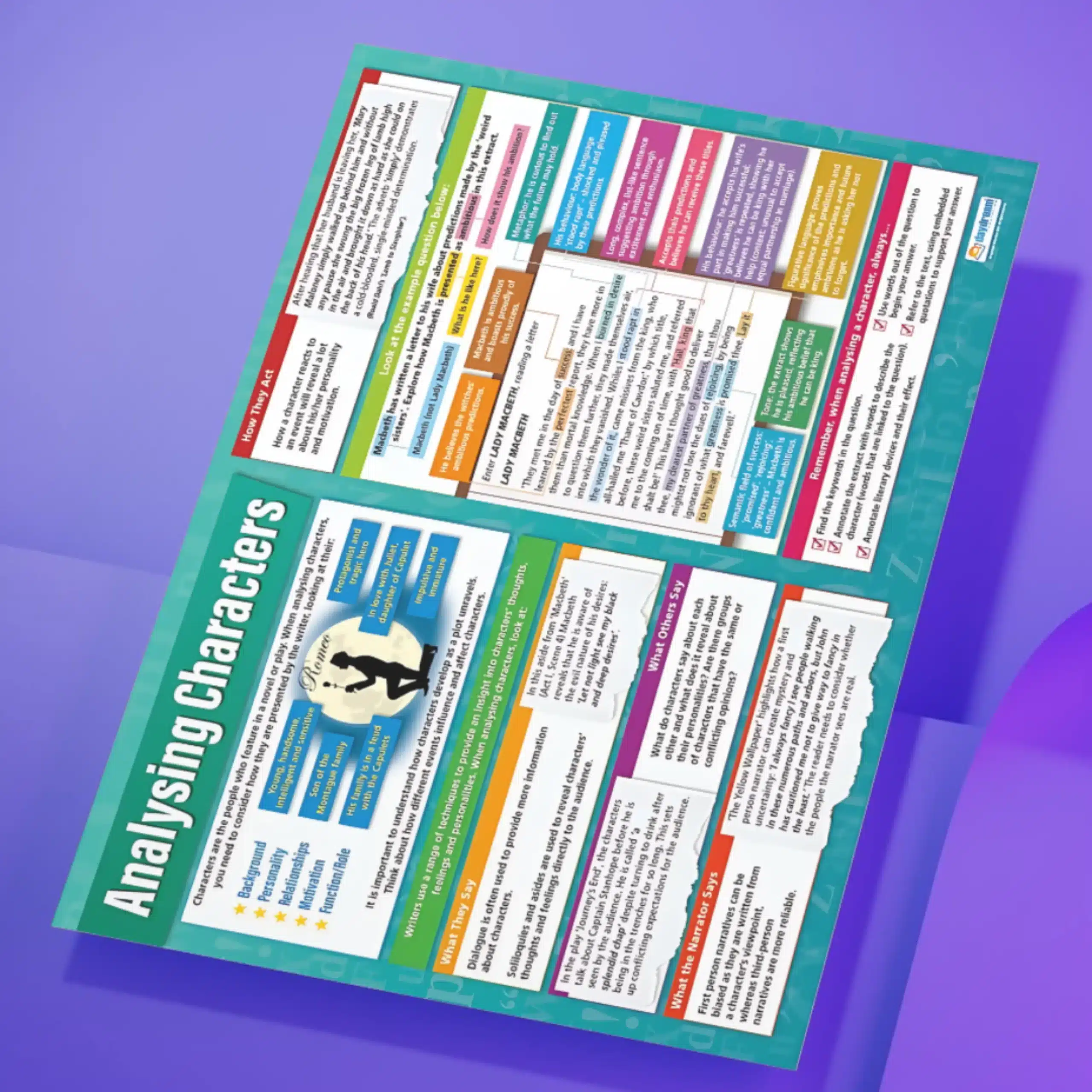 "Analysing characters" - English instructional flex banner