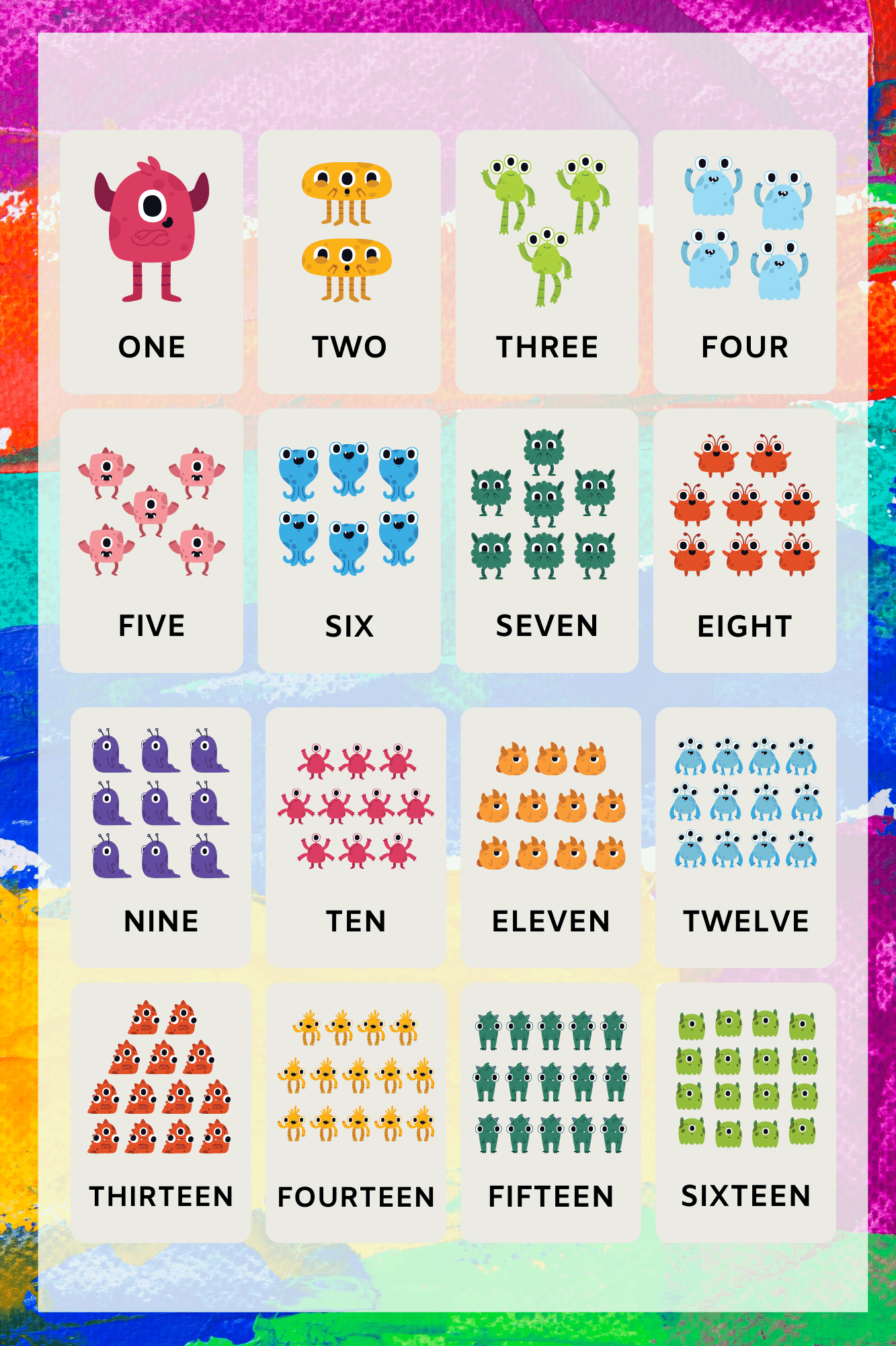 "Animated Numbers (1-16)" -Classroom Instructional Posters