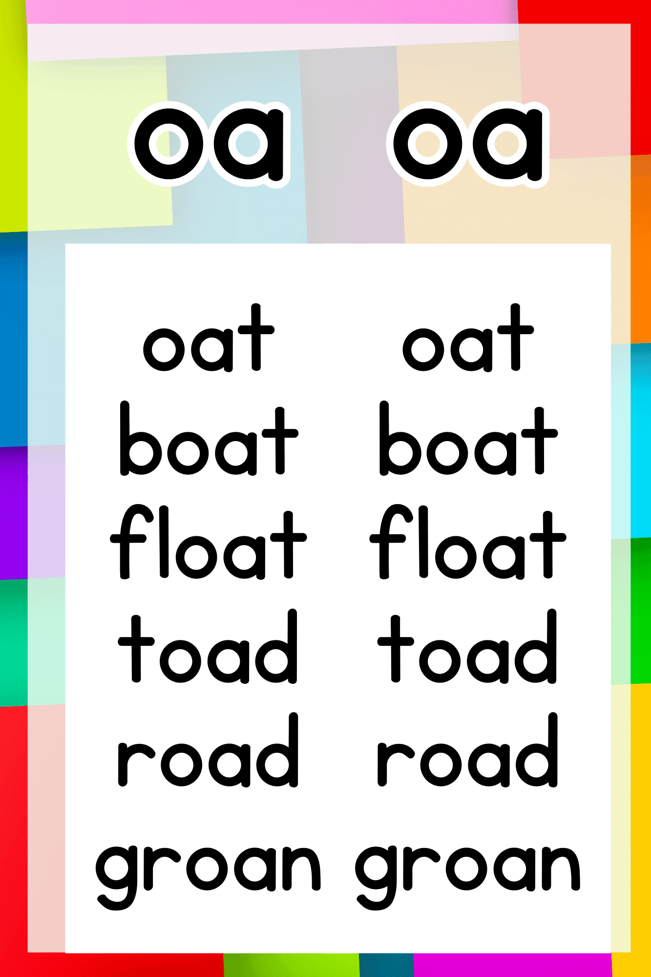 "oa diagraph " -Classroom Instructional Posters