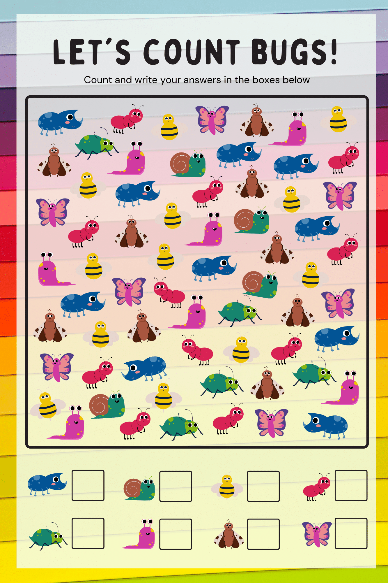 "Counting of bugs"- -Classroom Instructional Posters