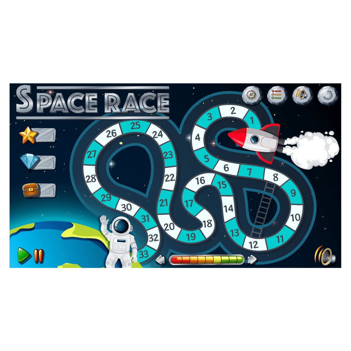 "Space-themed interactive Hopscotch jumping game" - "Available in sticker and Flex" ACTIVITY GAME