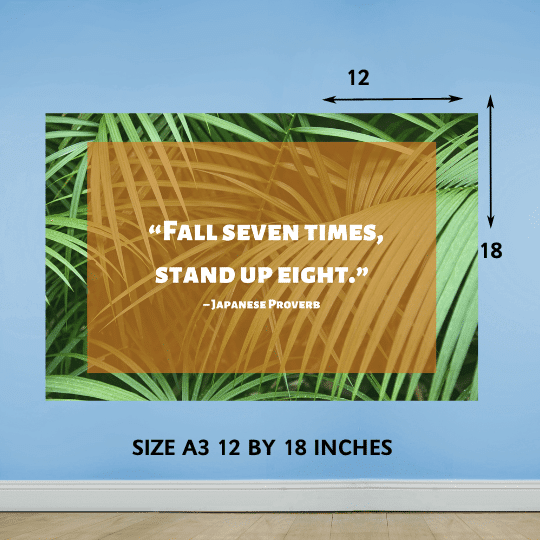 "Fall seven times, Stand up eight " - Motivational A3 Poster