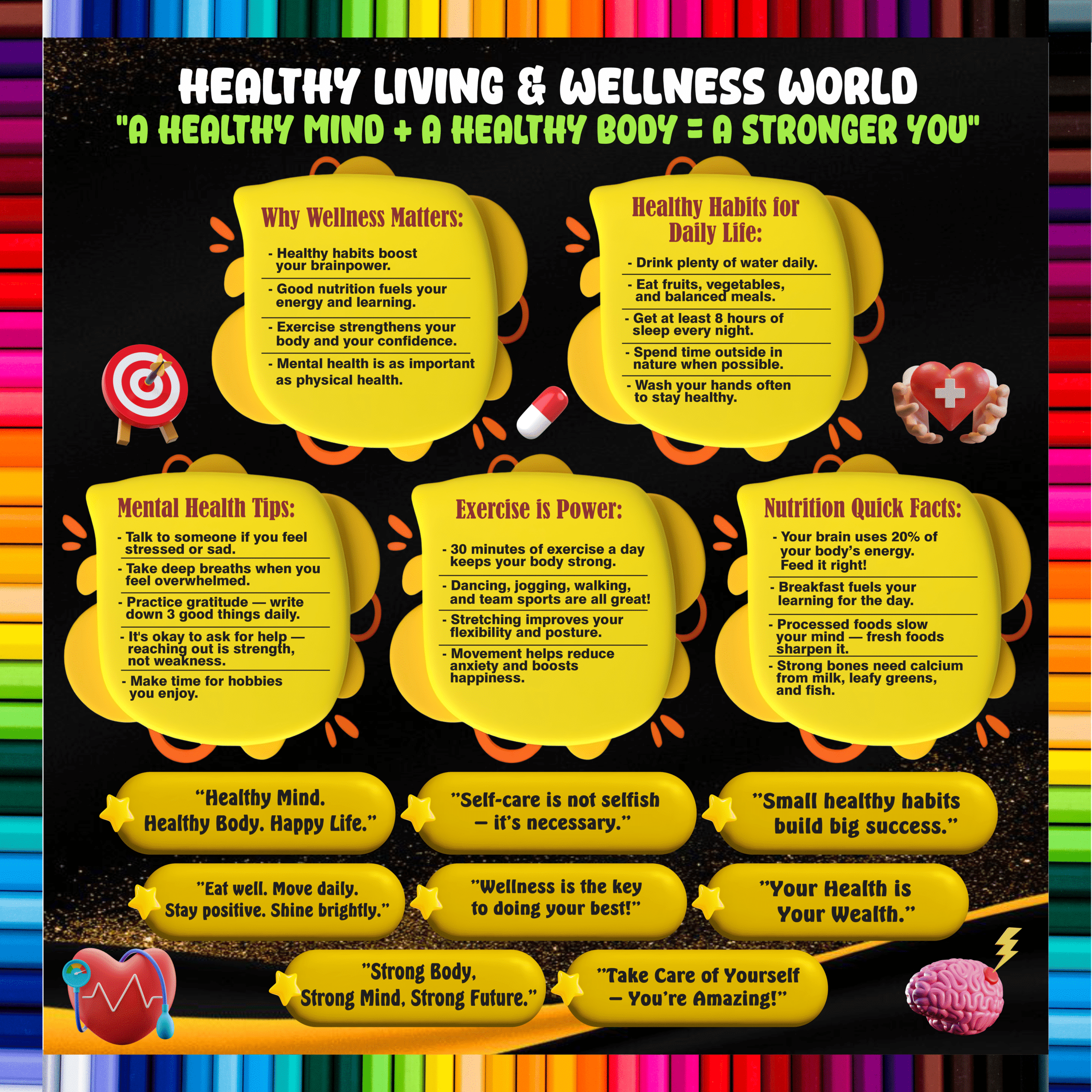 Healthy living and welness world Indoor & Outdoor Durable Display Board - 4 by 4 ft Flex motivational banner