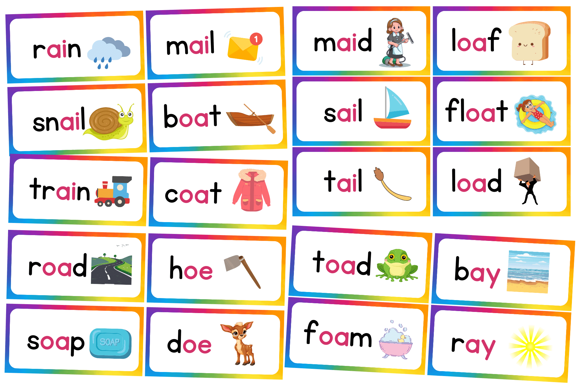 "Colorful diagraphs " -4pages - Flashcard