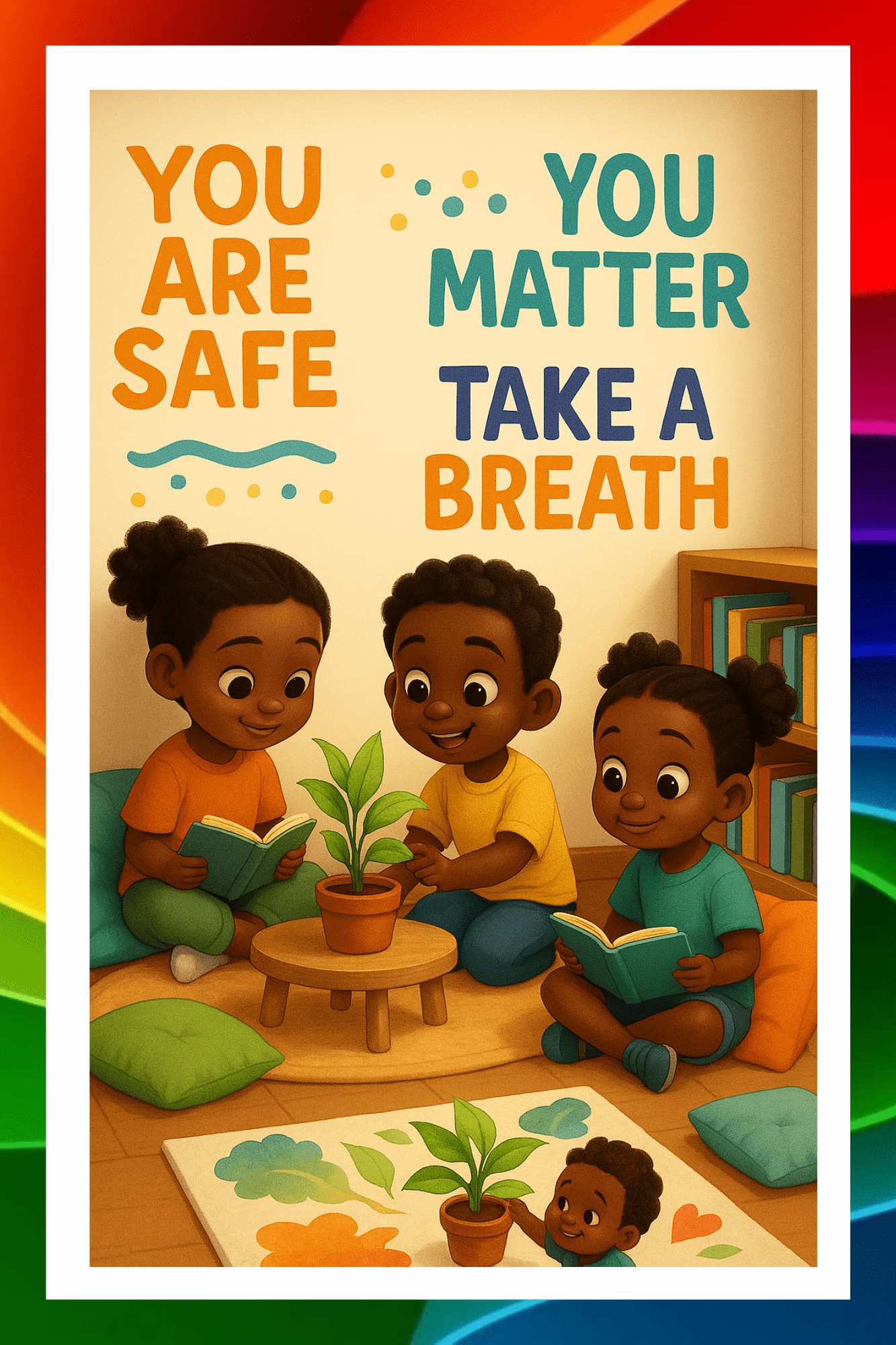 You are safe, You matter, Take a breath- A.I Motivational Posters