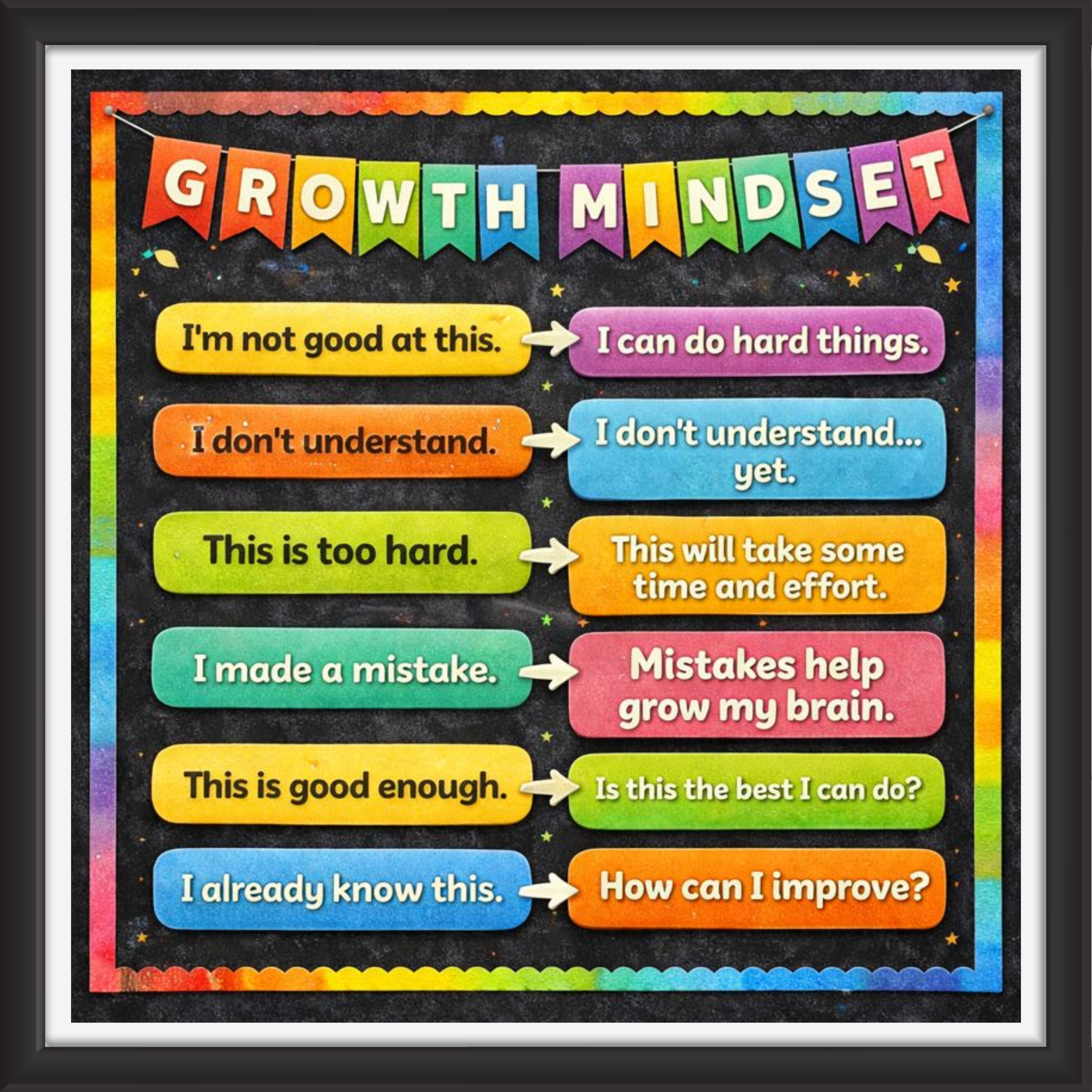 'Growth mindset ' - Classroom Display Flex Board(4ft by 4ft)