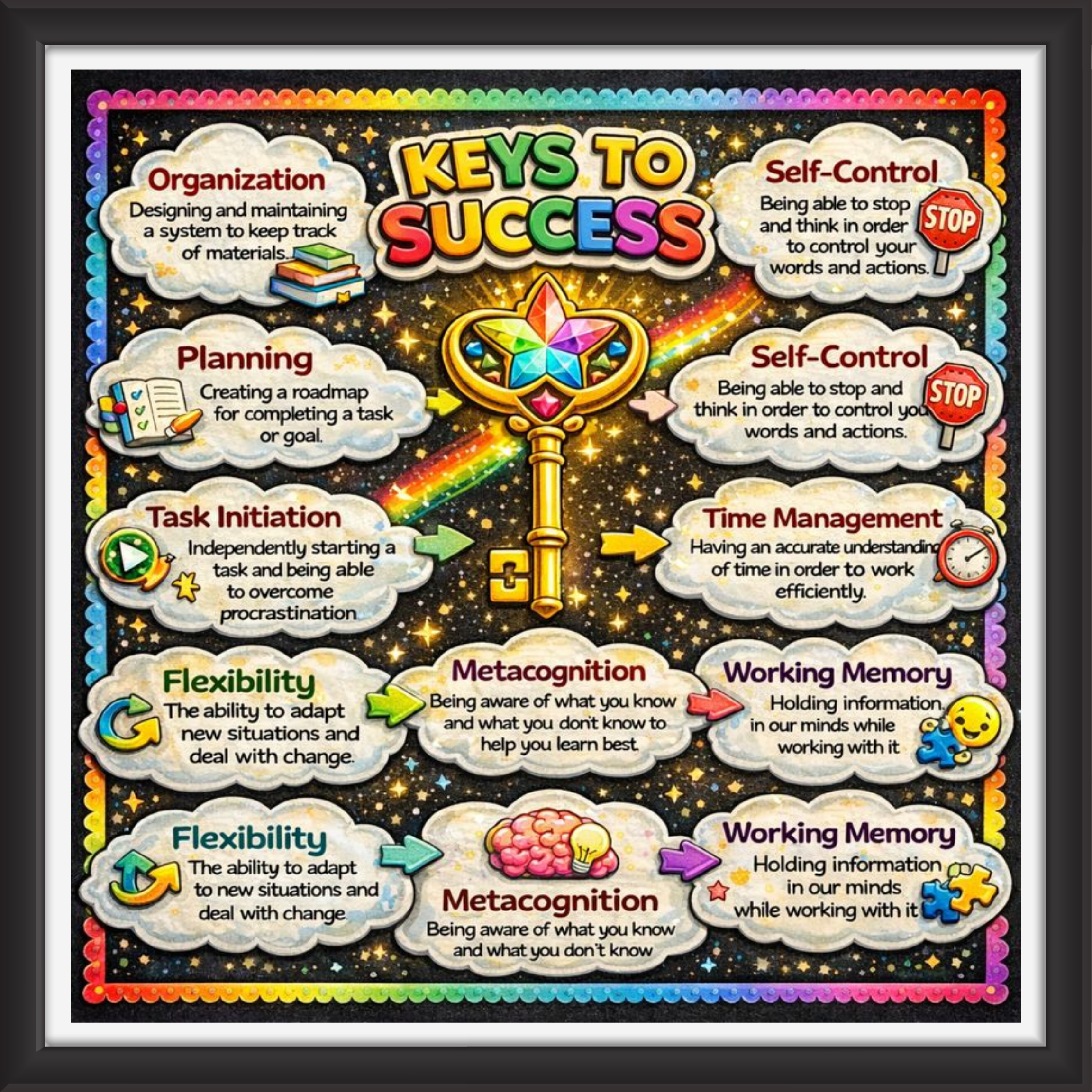 'Keys to sucess  ' - Classroom Display Flex Board(4ft by 4ft)