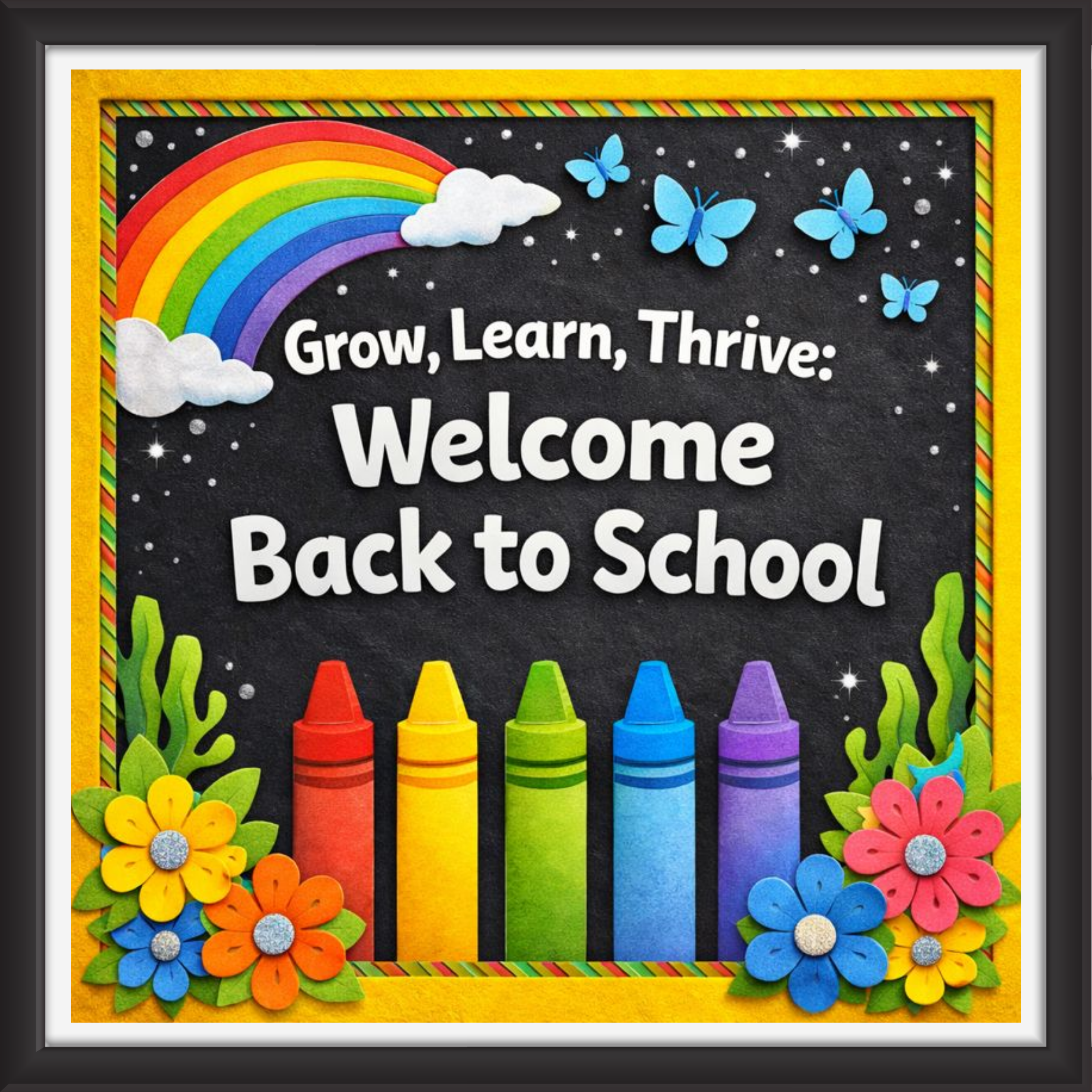 'Grow,learn, thrive... ' - Classroom Display Flex Board(4ft by 4ft)