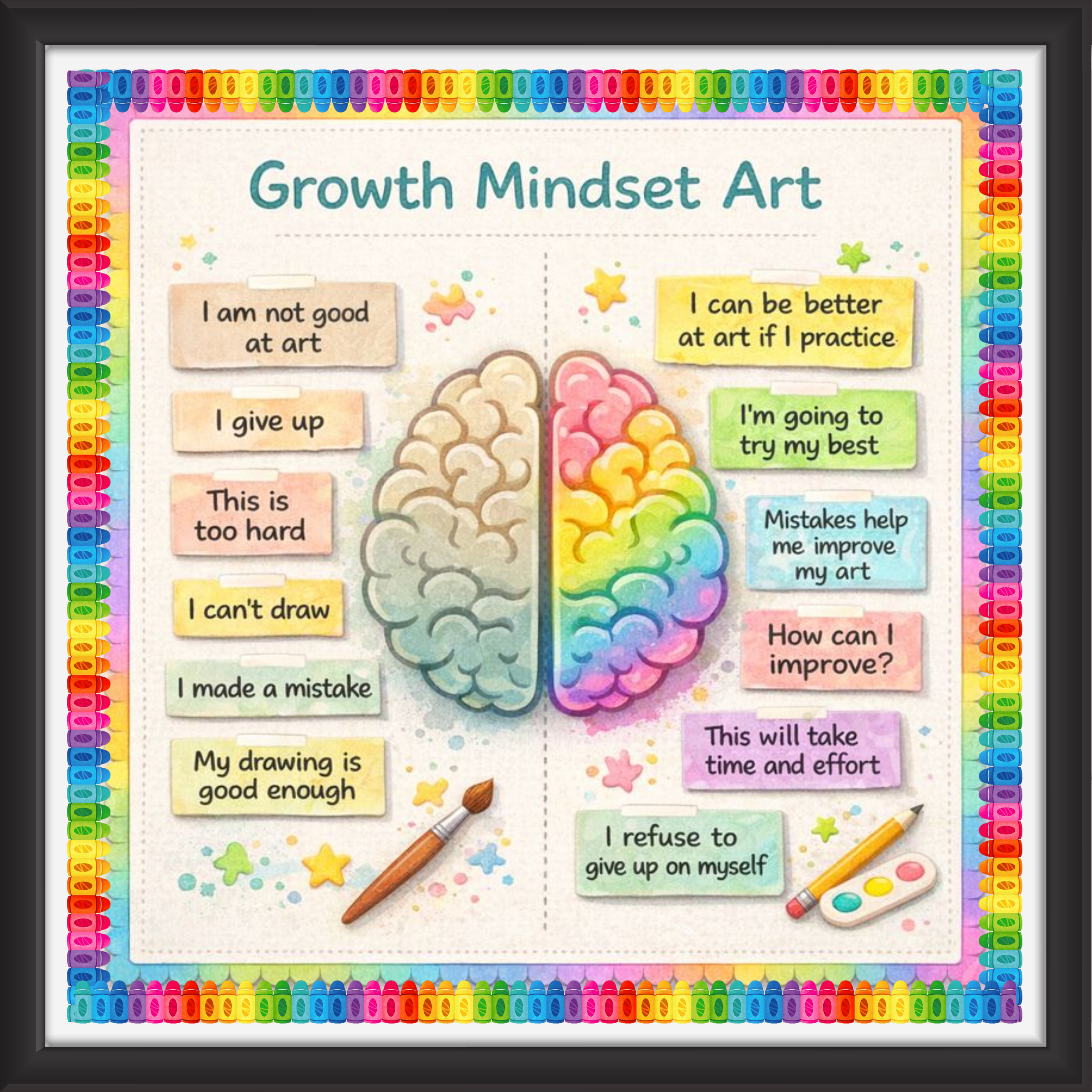 'Growth mindset art  ' - Classroom Display Flex Board(4ft by 4ft)