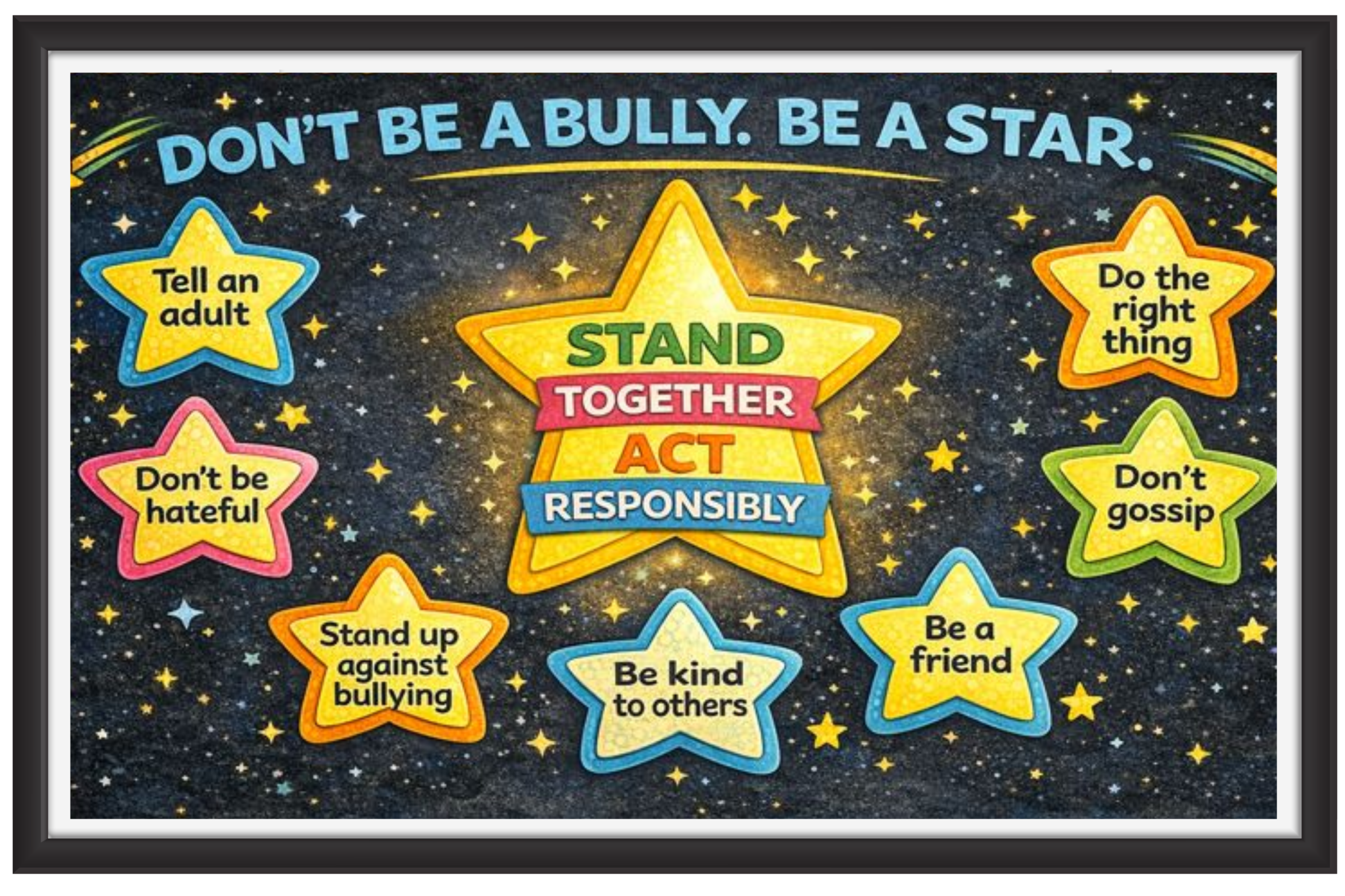 'Don't be a bully. be a star.'-Classroom Display Flex Banner(6ft by 4ft)