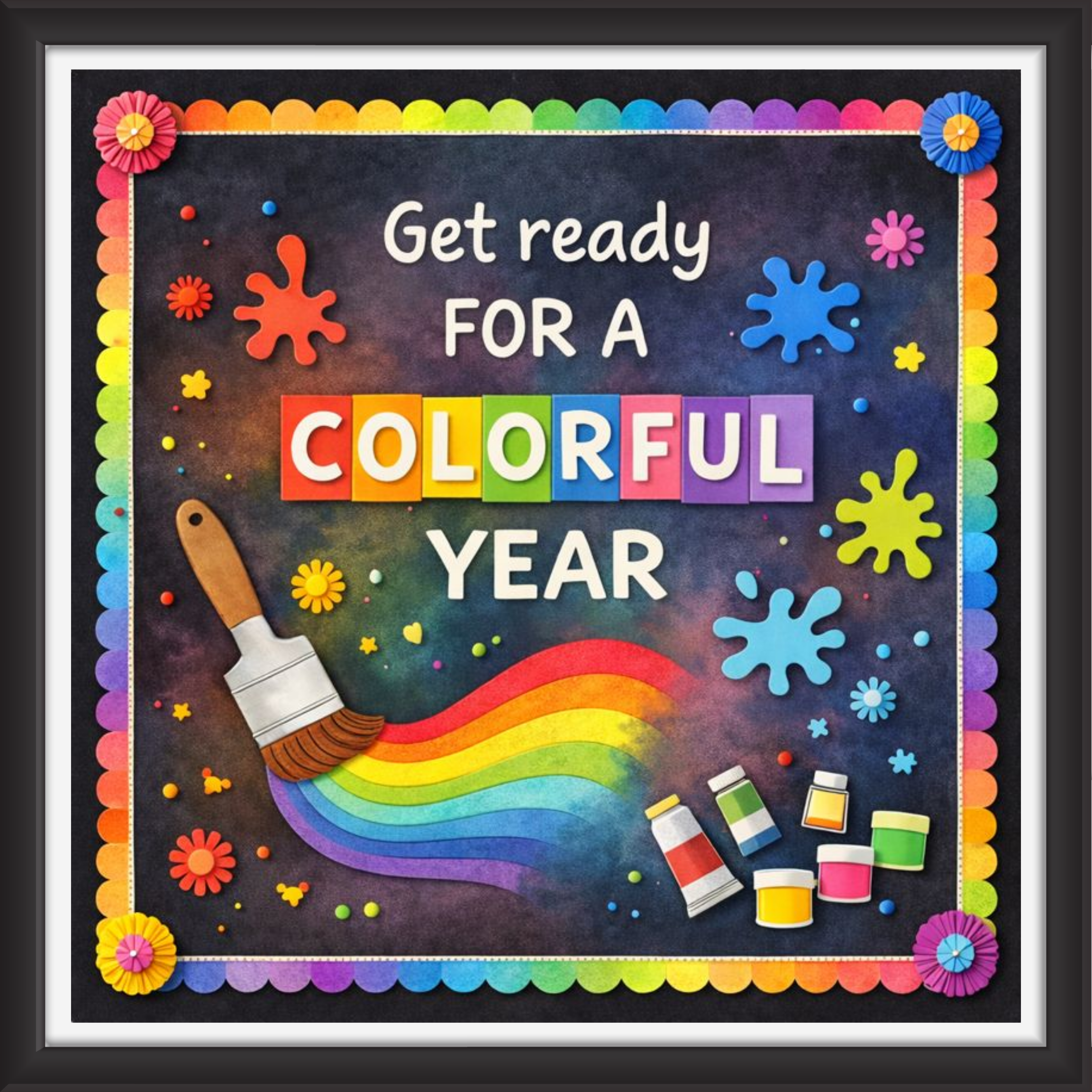 'Get ready for a colourful year   ' - Classroom Display Flex Board(4ft by 4ft)