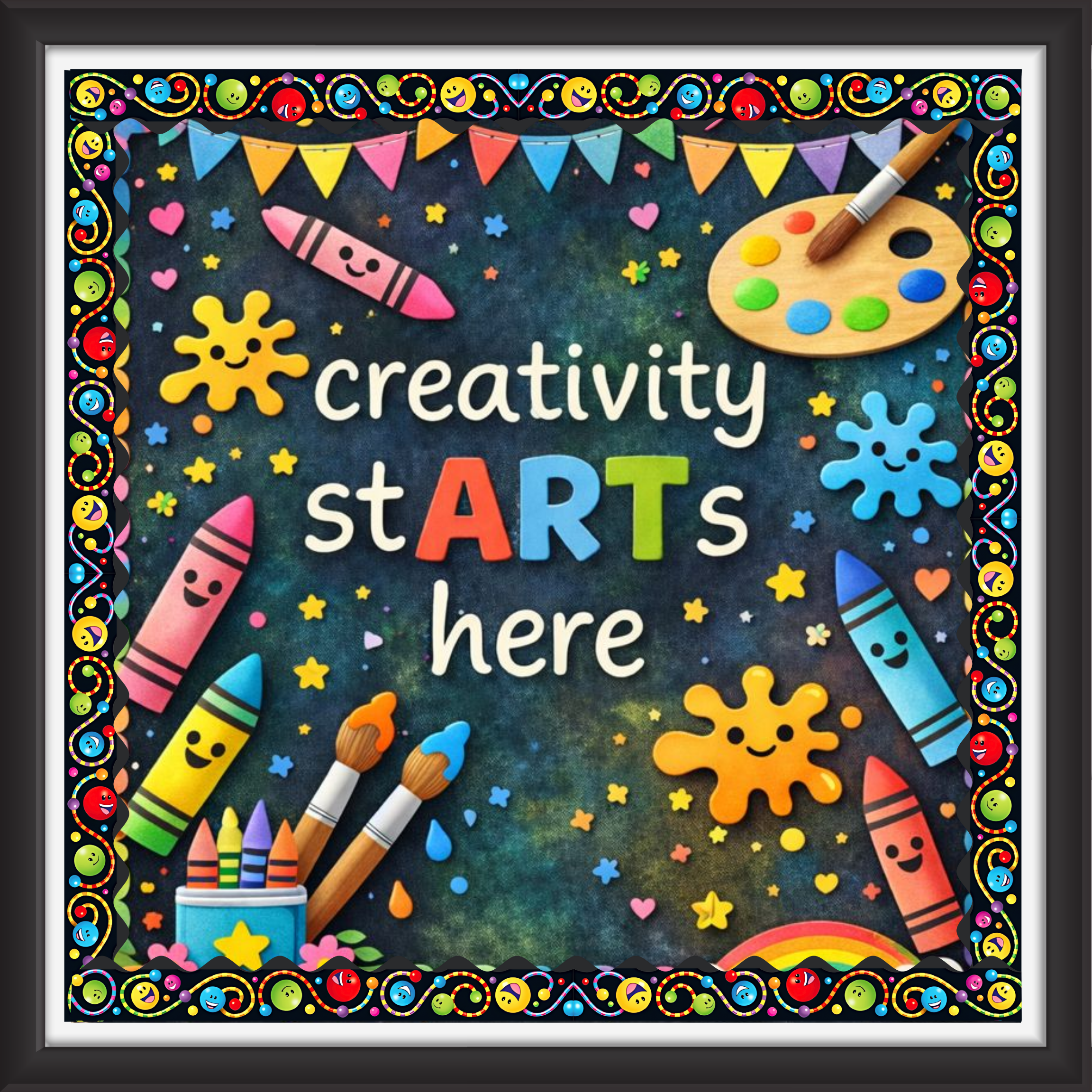 'Creativity starts hear  ' - Classroom Display Flex Board(4ft by 4ft)