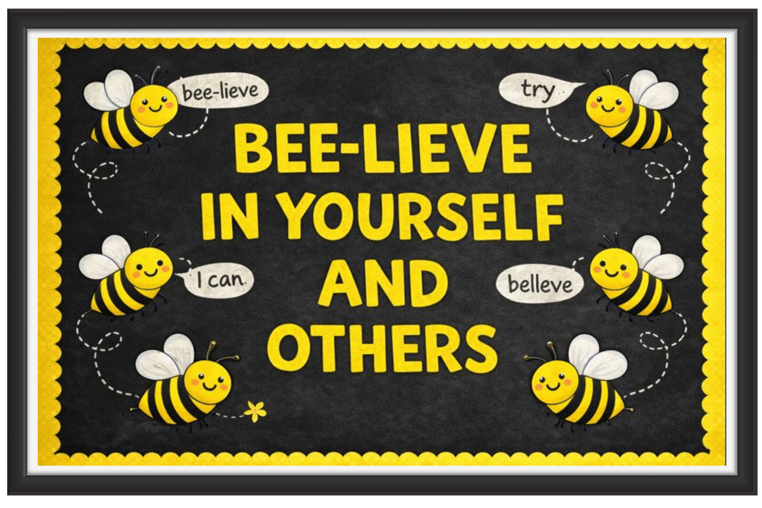 'Bee-lieve in yourself and others'-Classroom Display Flex Banner(6ft by 4ft)