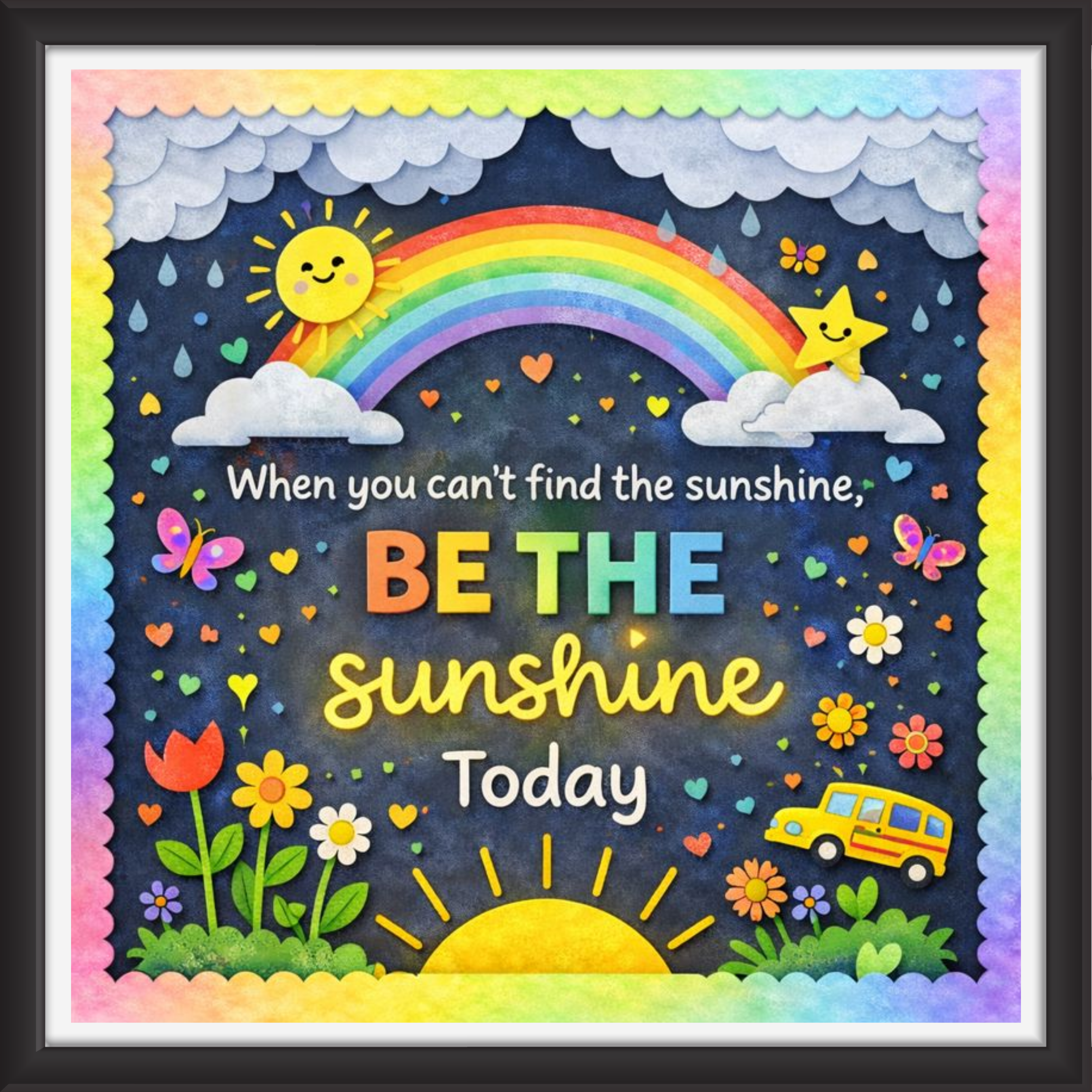'When you can't find the sunshine be the sunshine today ' - Classroom Display Flex Board(4ft by 4ft)