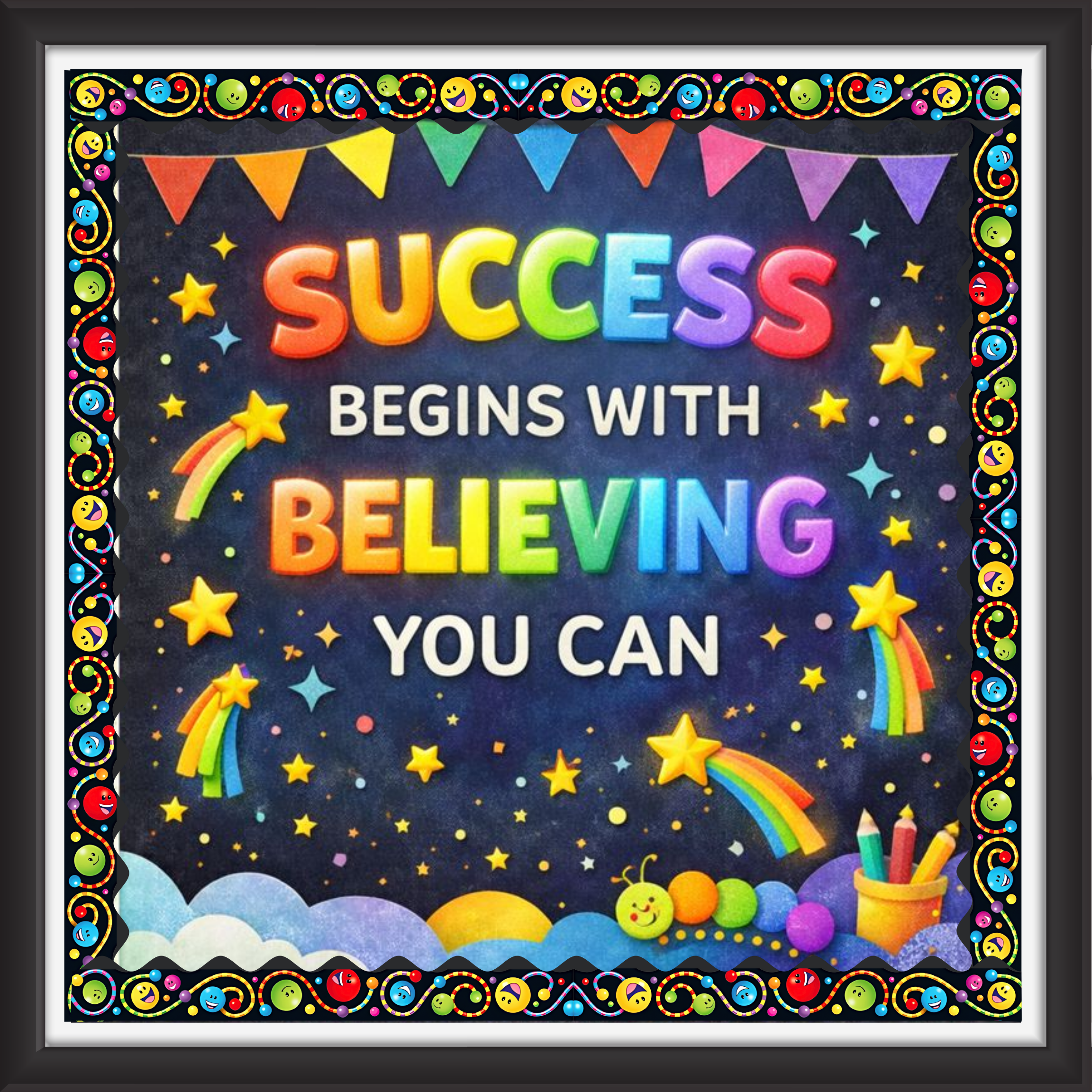 'Success begins with believing you can  ' - Classroom Display Flex Board(4ft by 4ft)