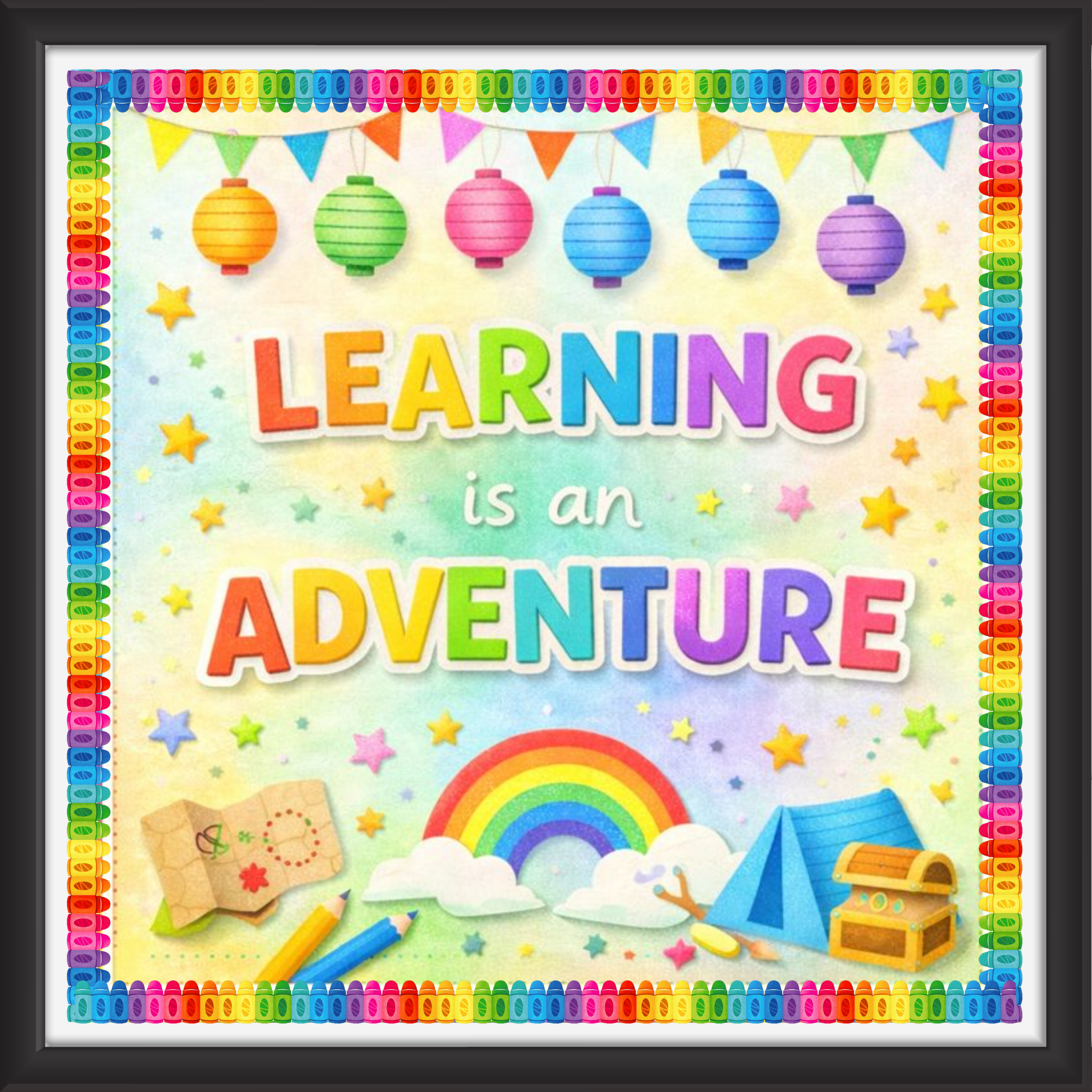 'Learning is an adventure ' - Classroom Display Flex Board(4ft by 4ft)