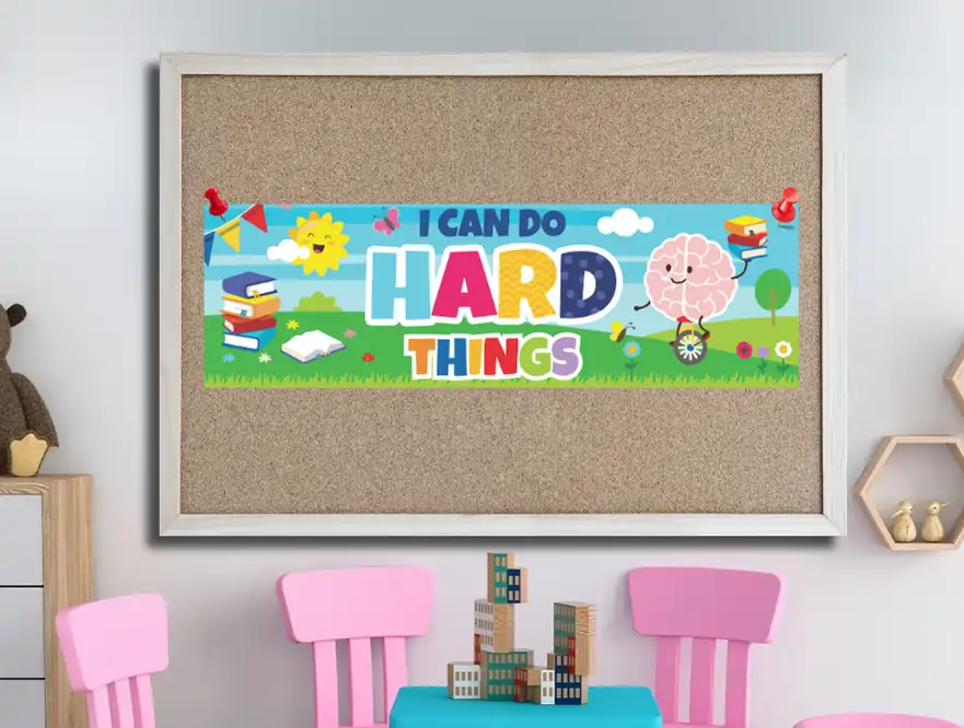 I can do hard things -motivational classroom banners (36x12 landscape)