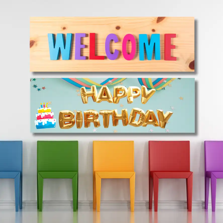 Welcome & Happy birthday - classroom banners (36x12)