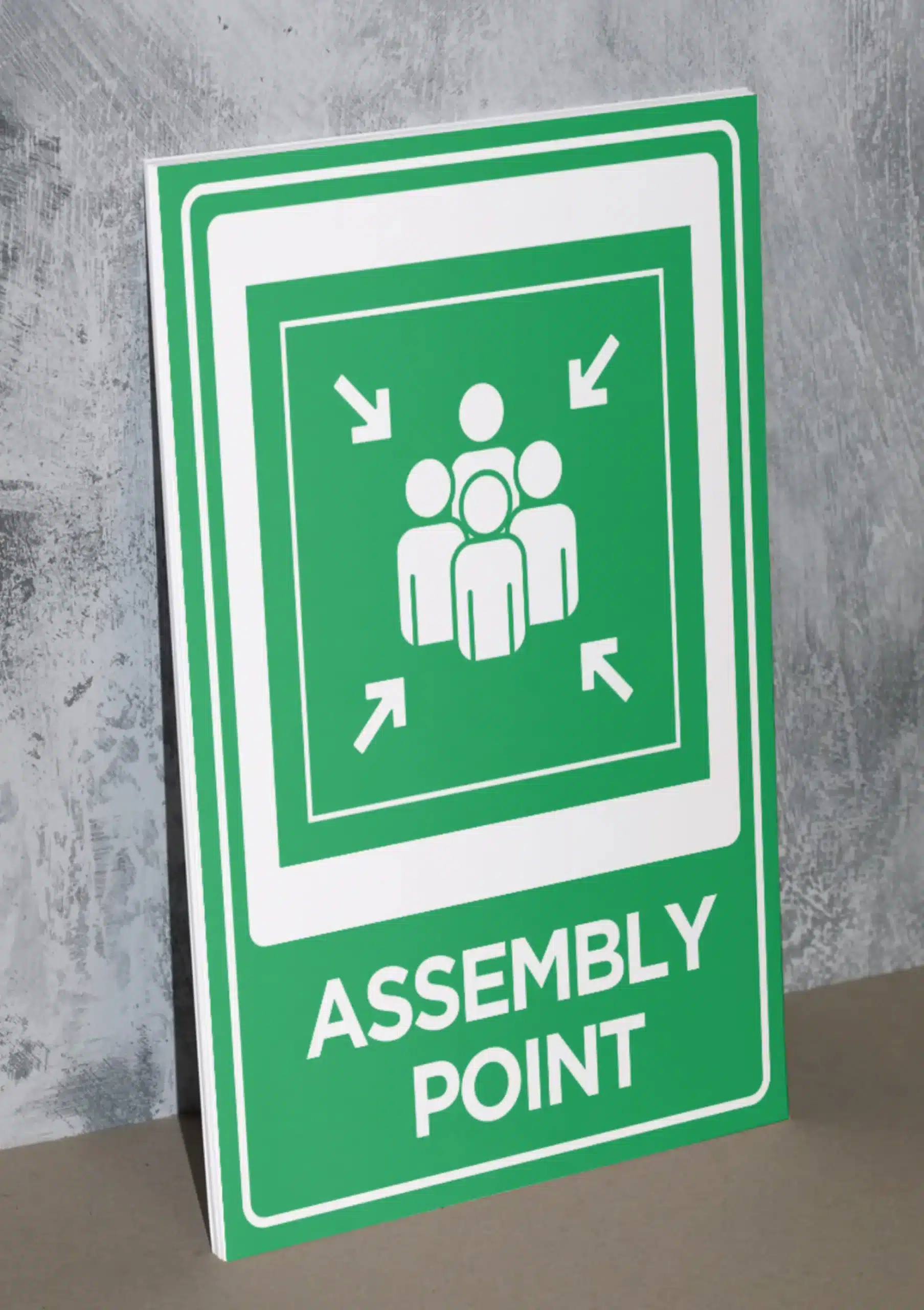"Assembly Point" - Foam board school sign , 12 by 17 inches
