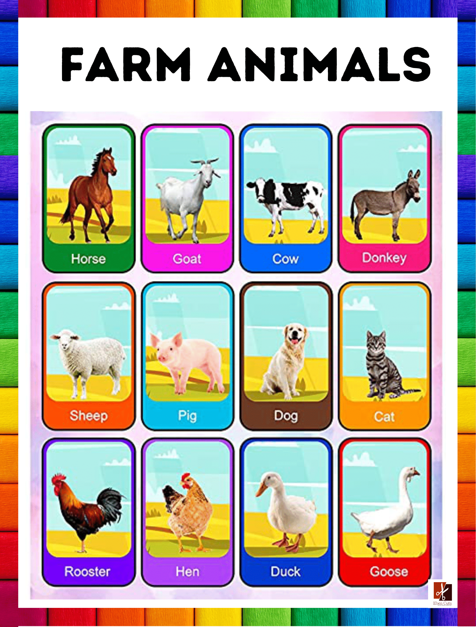"Farm Animals" - Primary instructional Poster