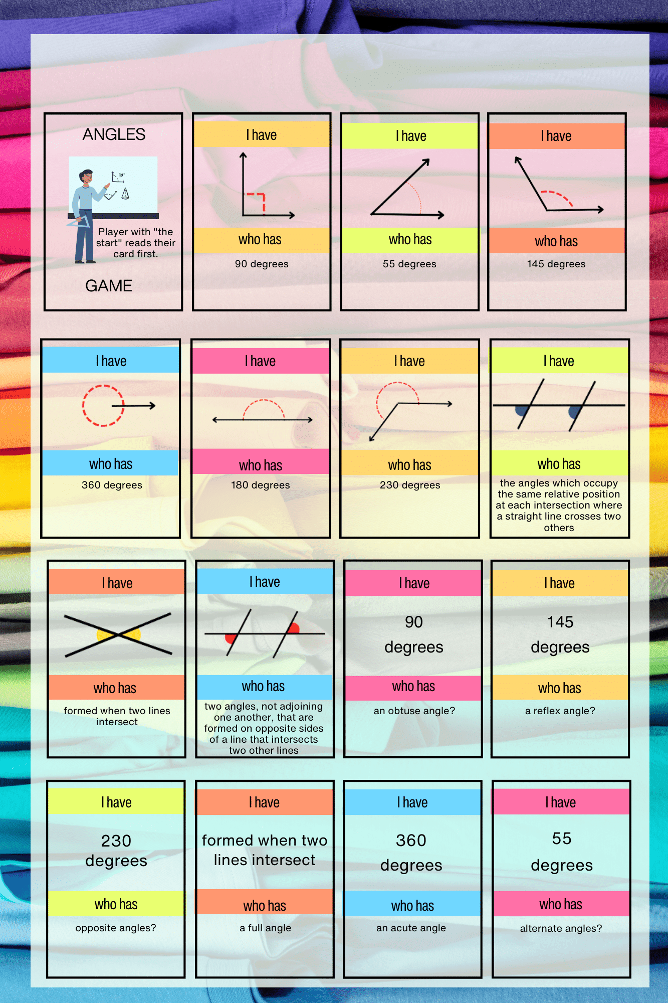 "Angles " -Classroom Instructional Posters