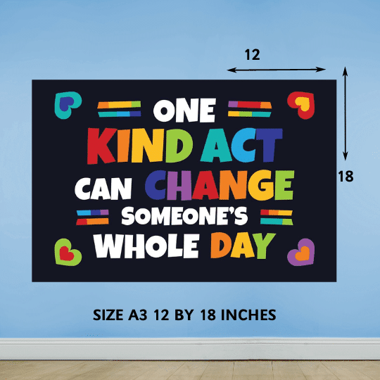 "One kind act can change someone whole world " - Motivational A3 Poster
