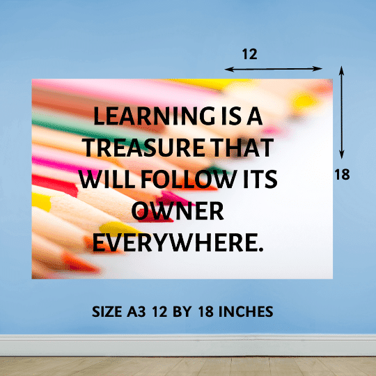 "Learning is a treasure that will follow its owner everywhere" - Motivational A3 Poster