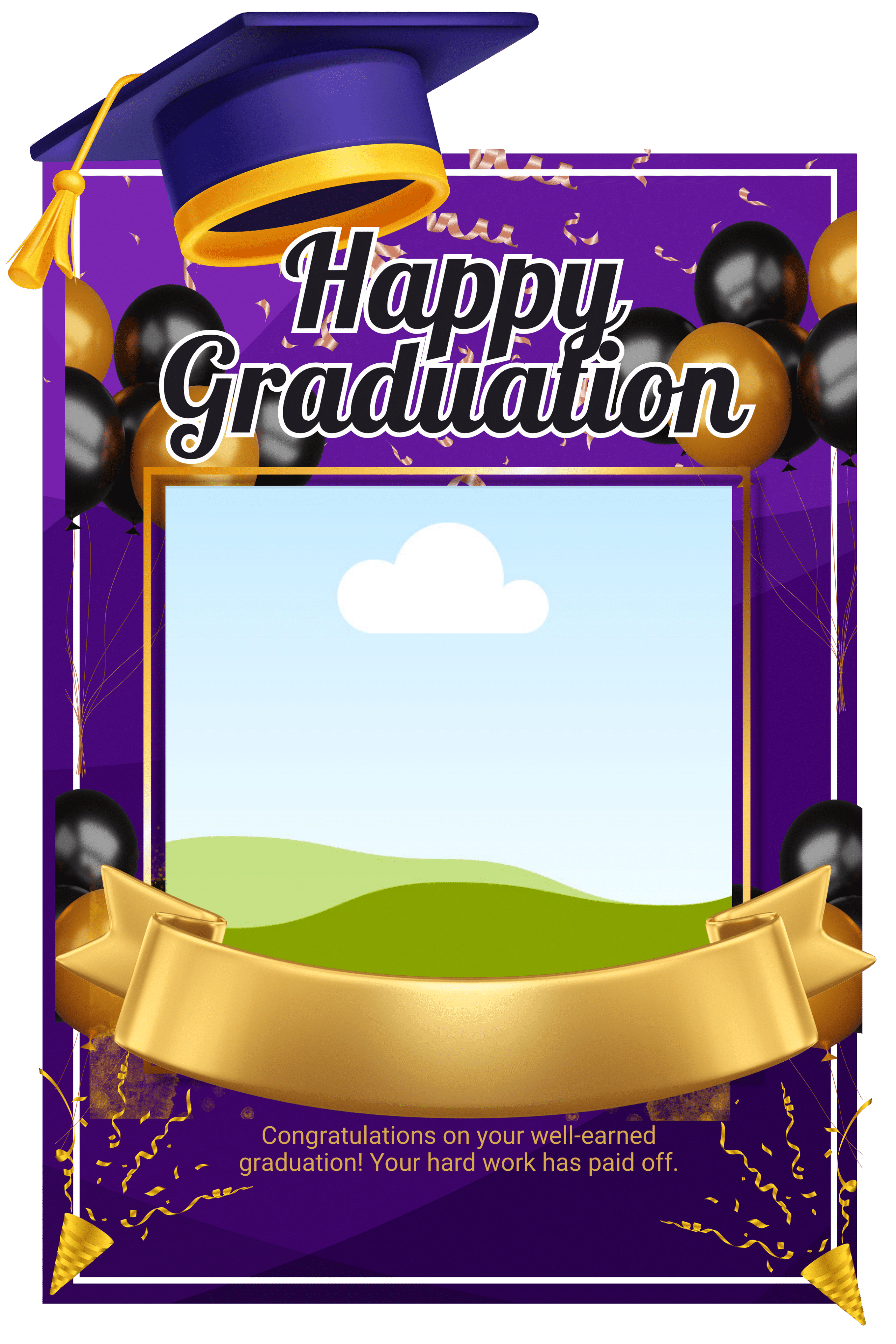 "Happy Graduation Photo Booth Picture Frame " - "Durable Foam Board Frame"