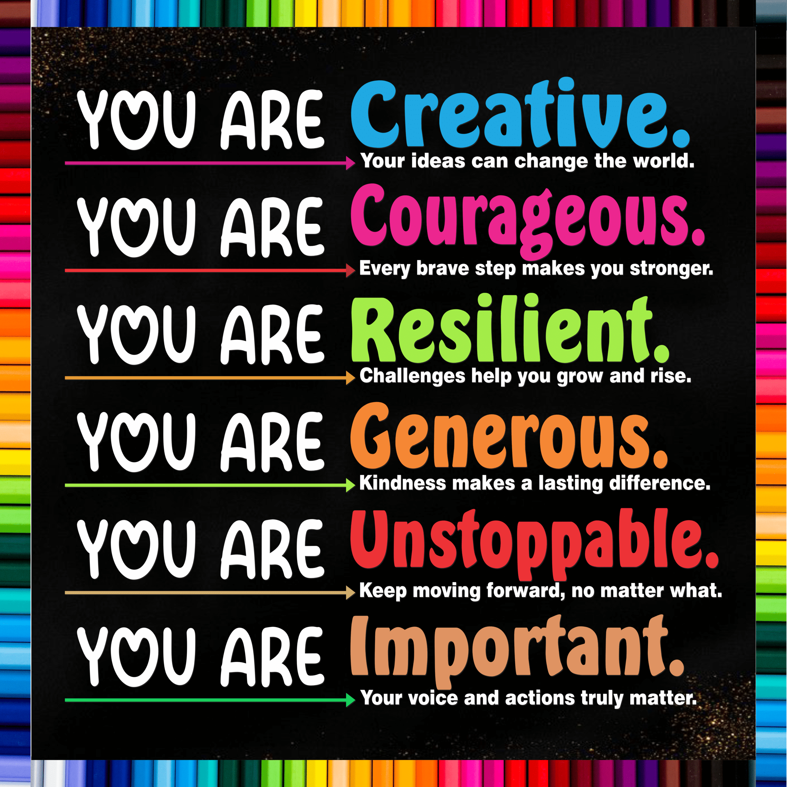 "Colorful motivational quotes Indoor & Outdoor Durable Display Board " - 4 by 4 ft Permanent Foam board Material
