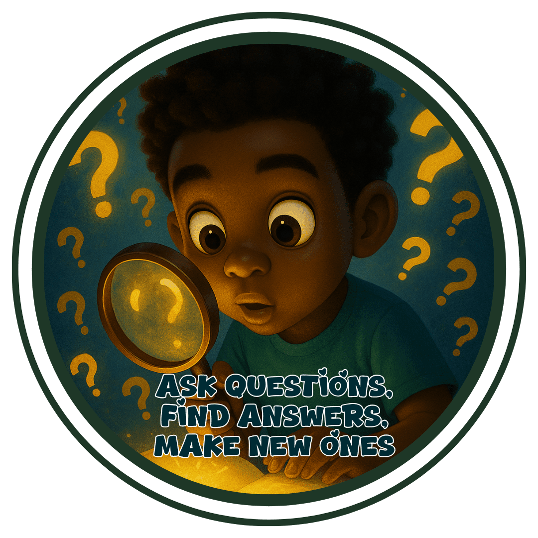 Ask questions, Find answers, make new ones- Motivation Circle Sticker