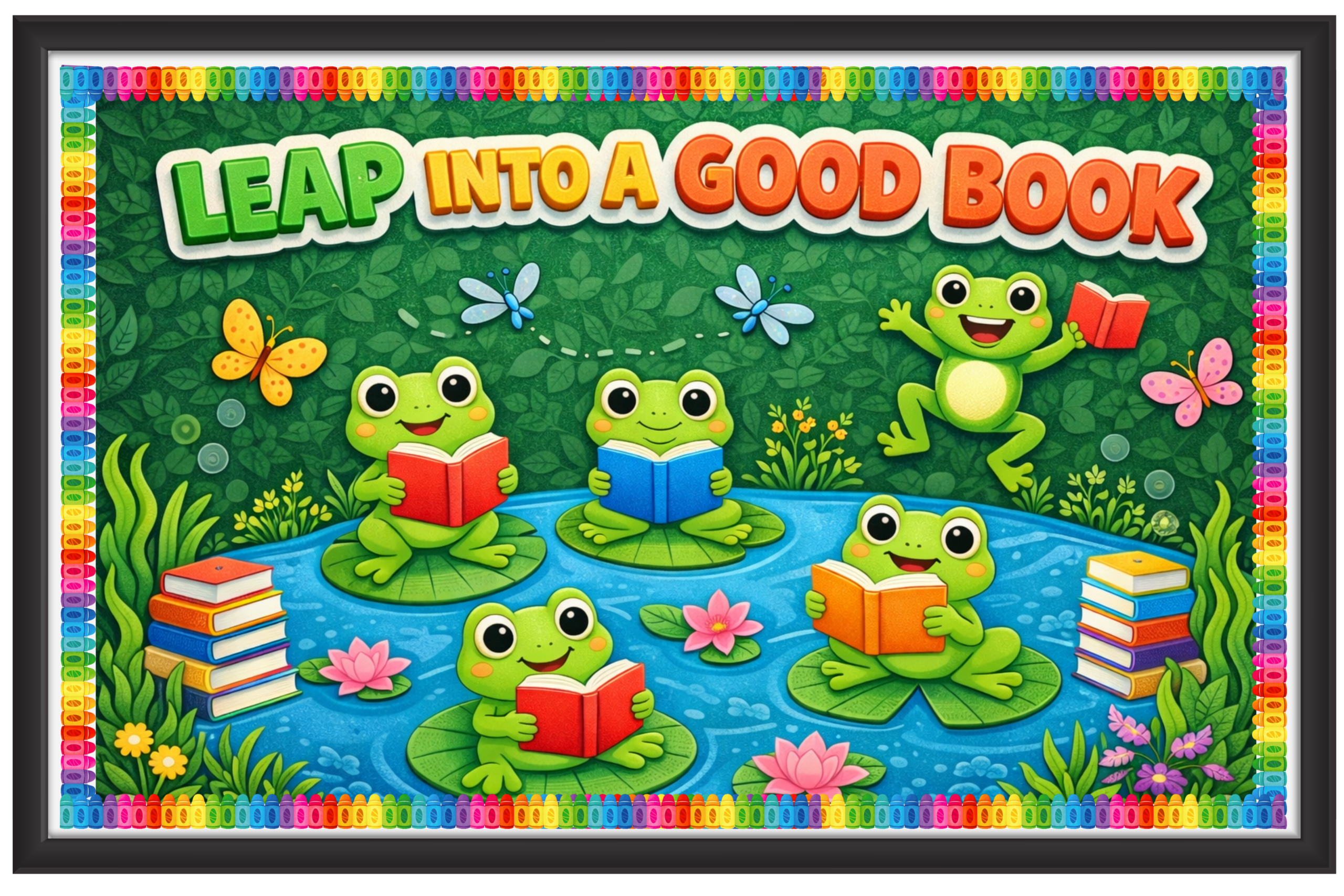 'Leap into a good book'-Classroom Display Flex Banner(6ft by 4ft)