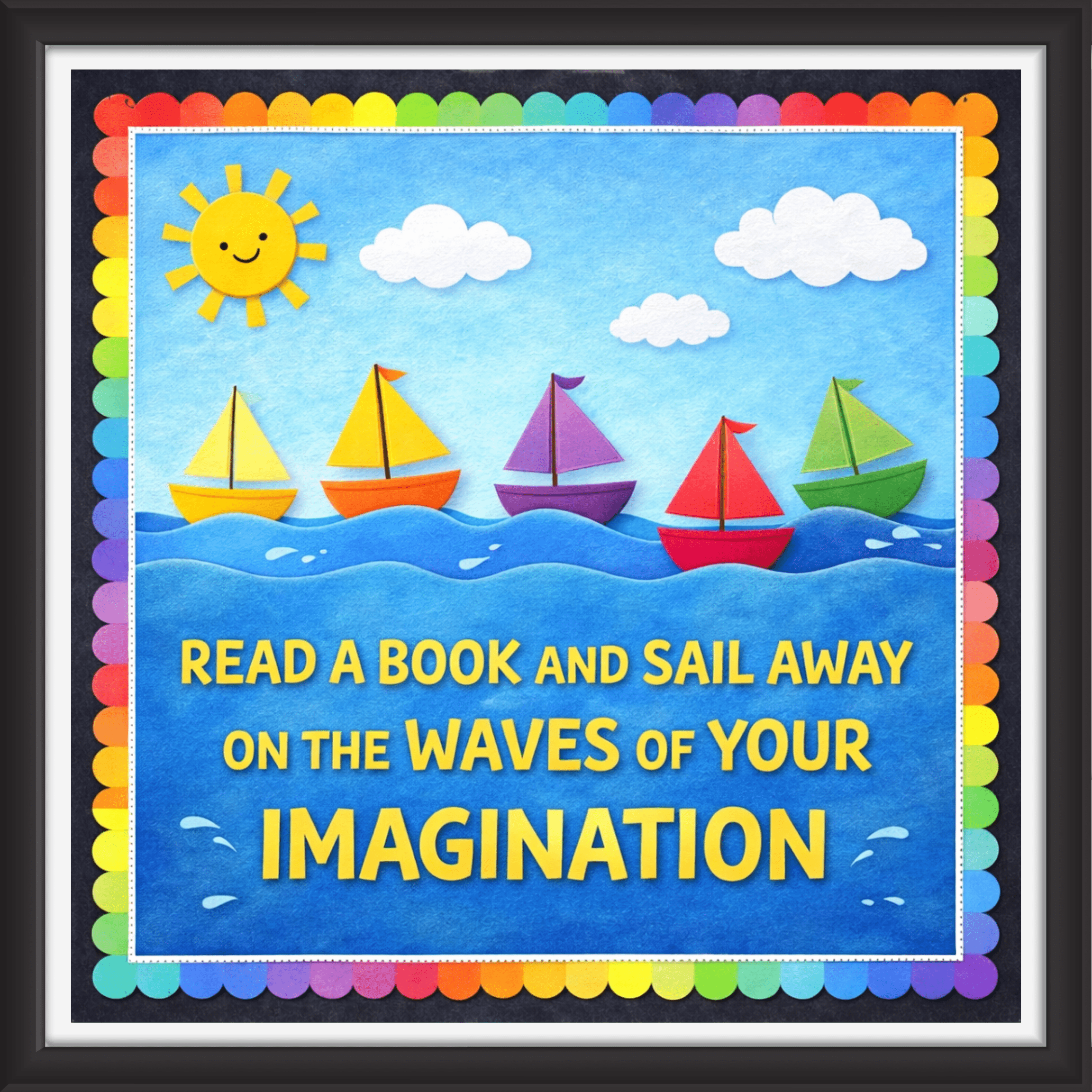'Read a book and sail... ' - Classroom Display Flex Board(4ft by 4ft)