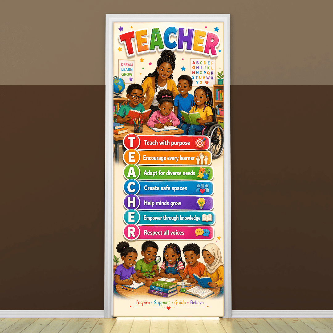 "Teacher" -Door sticker on paper