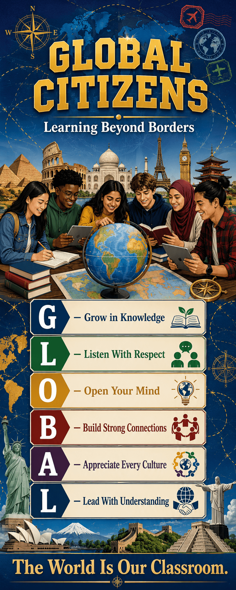 "Global Citizens" -Door sticker on paper